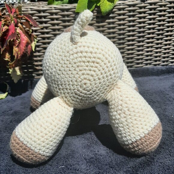 Artisan Made Hand Crocheted Giraffe Tan White Brown Spots 16" - Picture 8 of 9